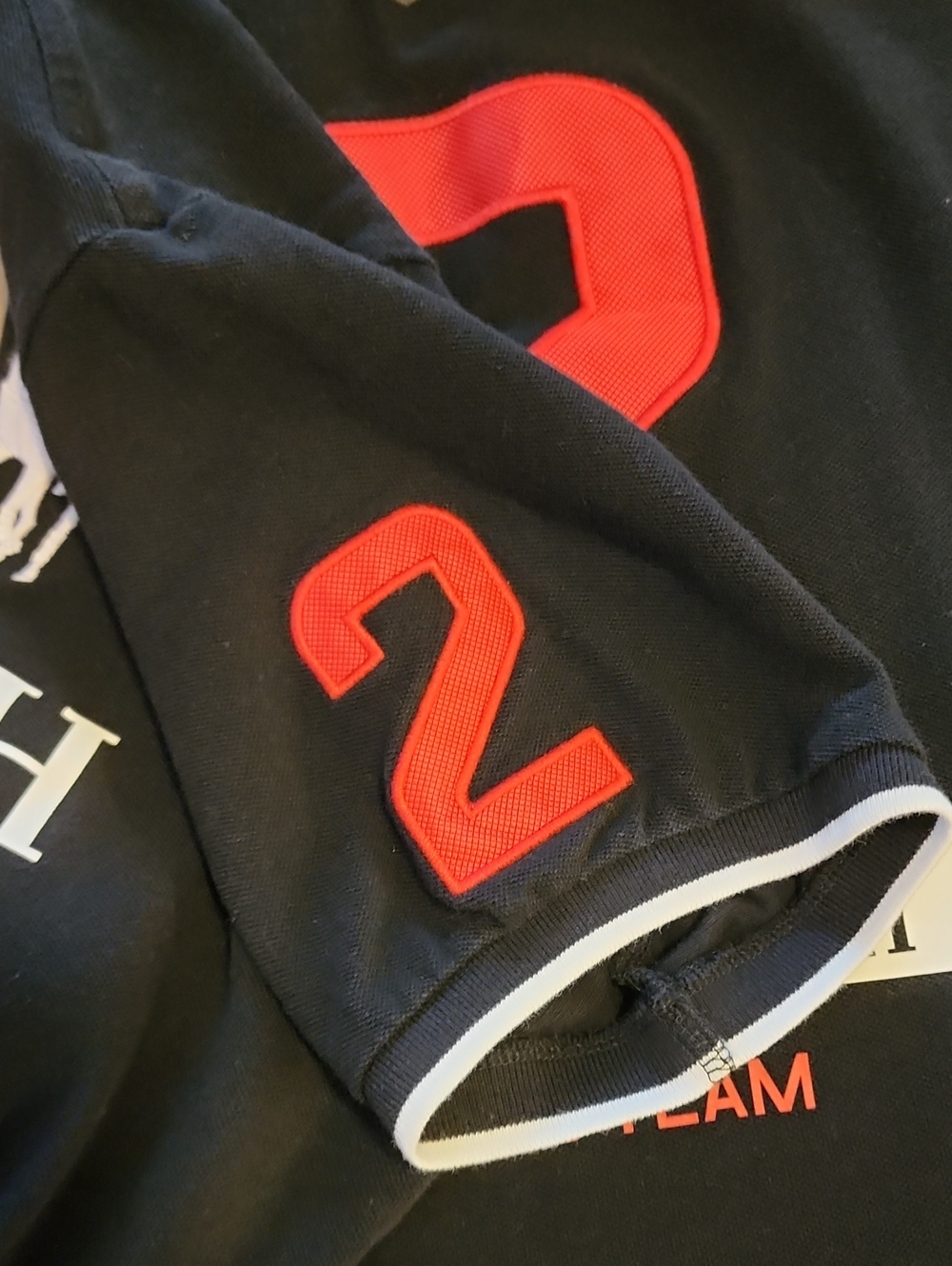 Ralph Lauren Blackwatch Black Polo Team Rugby Shirt with White & Red Accents - Picture 4 of 4